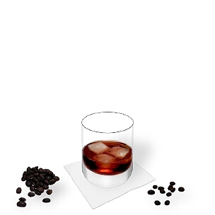 Black Russian im Whisky Glas, die übliche Art diesen Winter-Cocktail zu präsentieren.