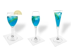 Verschiedene Blue Champagne Dekorationen